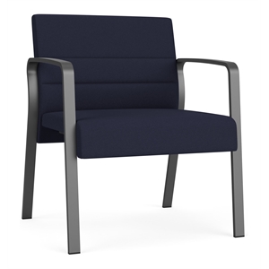 Waterfall Reception Waiting Oversize Guest Chair / Charcoal Steel / Navy Blue