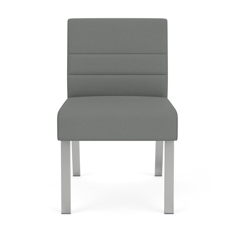 Waterfall Reception Waiting Room Armless Guest Chair / Silver Steel / Light Gray