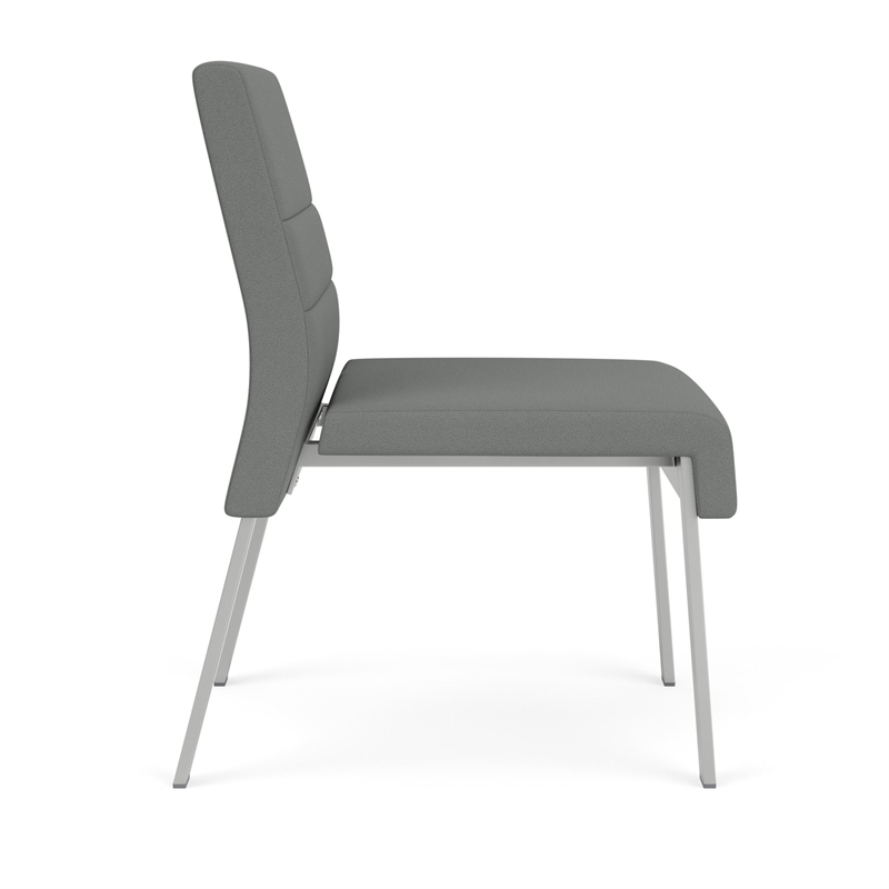 Waterfall Reception Waiting Room Armless Guest Chair / Silver Steel / Light Gray