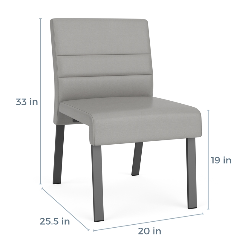 Waterfall Reception Waiting Room Armless Guest Chair / Silver Steel / Light Gray
