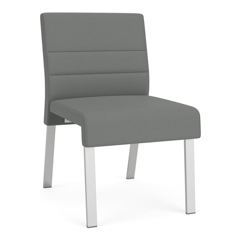 Waterfall Reception Waiting Room Armless Guest Chair / Silver Steel / Light Gray