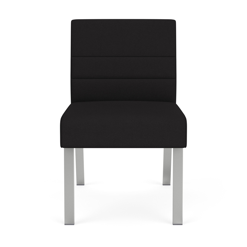 Waterfall Reception Waiting Armless Guest Chair / Silver Steel / Black