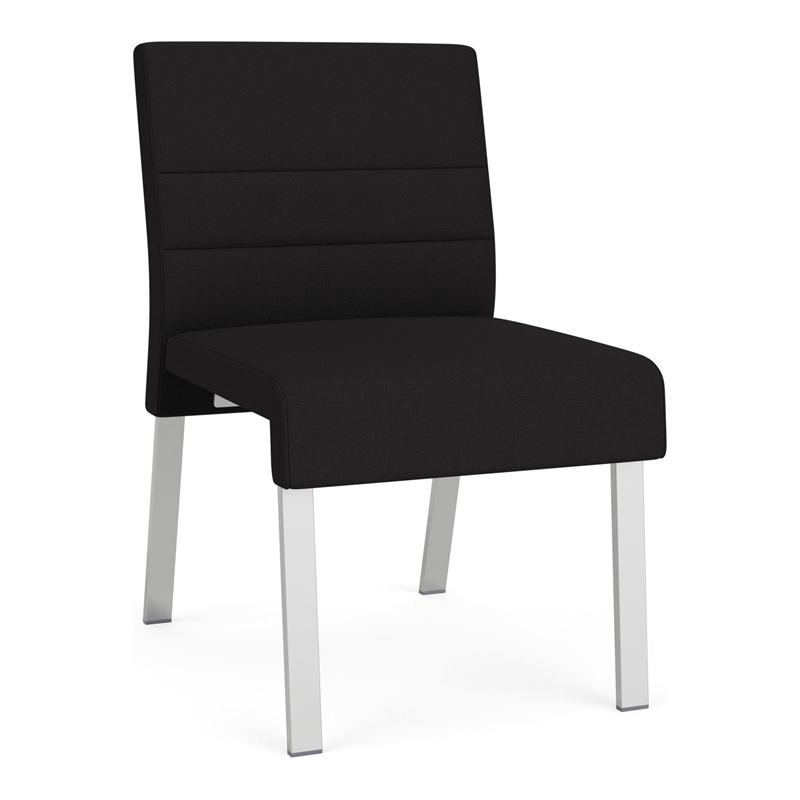 Waterfall Reception Waiting Armless Guest Chair / Silver Steel / Black