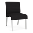 Waterfall Reception Waiting Armless Guest Chair / Silver Steel / Black