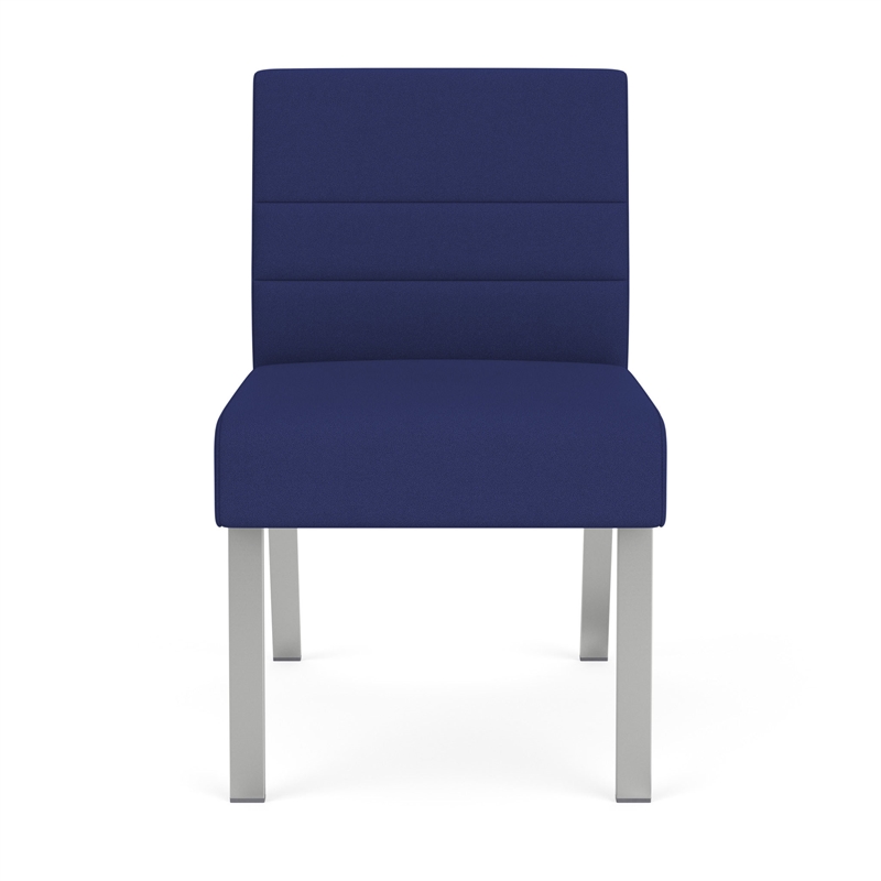 Waterfall Reception Waiting Room Armless Guest Chair / Silver Steel / Blue