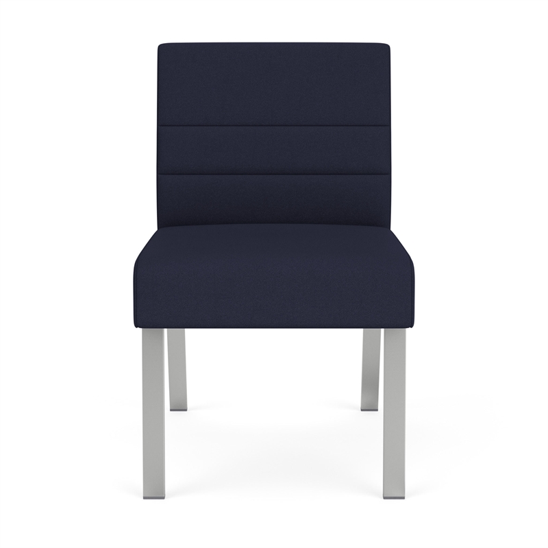 Waterfall Reception Waiting Room Armless Guest Chair / Silver Steel / Navy Blue