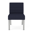 Waterfall Reception Waiting Room Armless Guest Chair / Silver Steel / Navy Blue