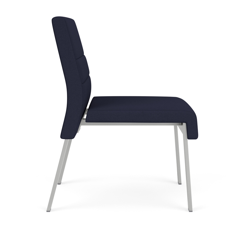 Waterfall Reception Waiting Room Armless Guest Chair / Silver Steel / Navy Blue