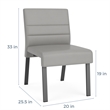 Waterfall Reception Waiting Room Armless Guest Chair / Silver Steel / Navy Blue