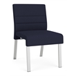 Waterfall Reception Waiting Room Armless Guest Chair / Silver Steel / Navy Blue