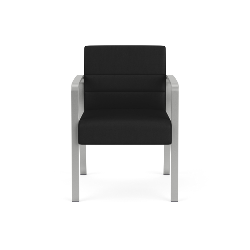 Waterfall Reception Waiting Room Healthcare Guest Chair / Silver Steel / Black