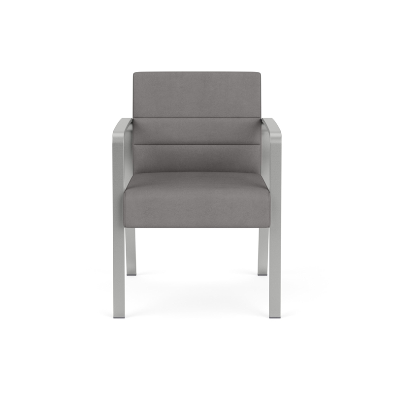 Waterfall Reception Waiting Room Guest Chair / Silver Steel / Light Gray