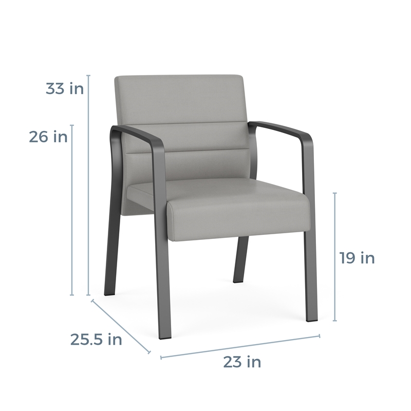 Waterfall Reception Waiting Room Guest Chair / Silver Steel / Light Gray
