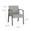 Waterfall Reception Waiting Room Guest Chair / Silver Steel / Light Gray