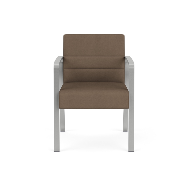 Waterfall Reception Waiting Room Healthcare Guest Chair / Silver Steel / Brown