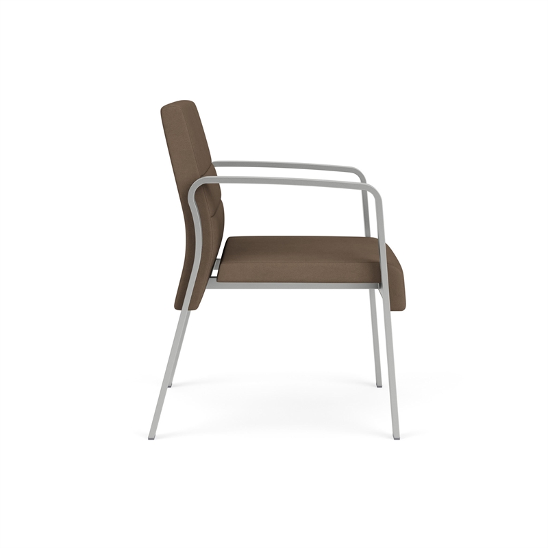 Waterfall Reception Waiting Room Healthcare Guest Chair / Silver Steel / Brown