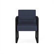 Waterfall Reception Waiting Sled Base Guest Chair / Black Steel / Blue