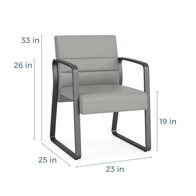 Waterfall Reception Waiting Sled Base Guest Chair / Black Steel / Blue