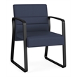 Waterfall Reception Waiting Sled Base Guest Chair / Black Steel / Blue