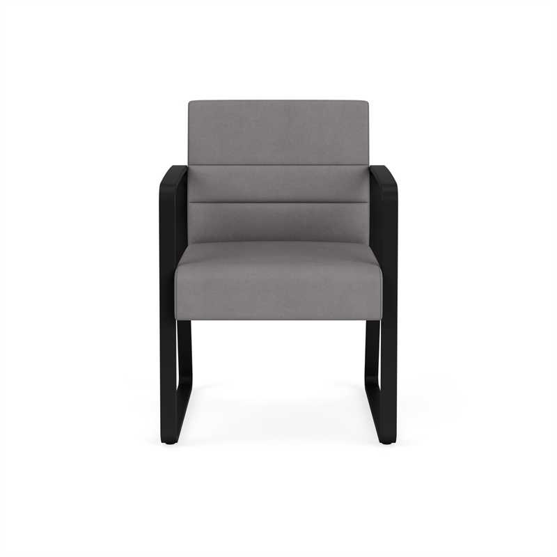 Waterfall Reception Waiting Sled Base Guest Chair / Black Steel / Light Gray