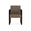 Waterfall Reception Waiting Sled Base Guest Chair / Black Steel / Brown