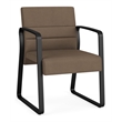 Waterfall Reception Waiting Sled Base Guest Chair / Black Steel / Brown