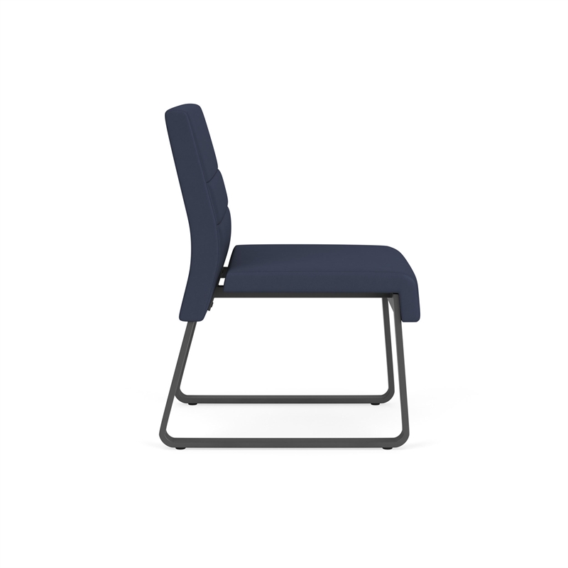 Waterfall Reception Sled Base Guest Chair Armless / Charcoal Steel / Blue