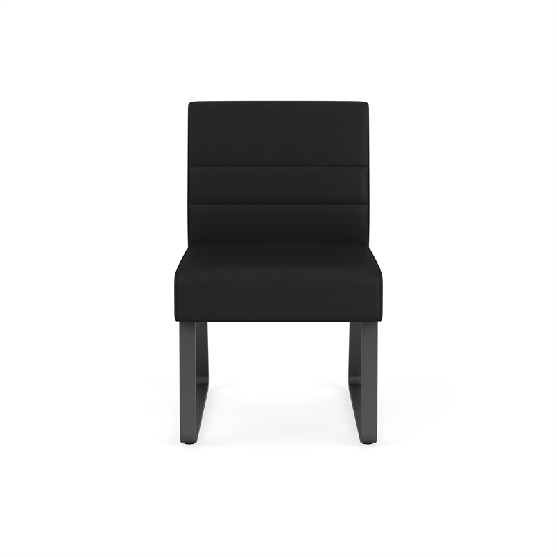 Waterfall Reception Sled Base Guest Chair Armless / Charcoal Steel / Black