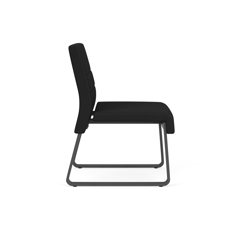 Waterfall Reception Sled Base Guest Chair Armless / Charcoal Steel / Black