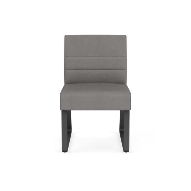 Waterfall Reception Sled Base Guest Chair Armless / Charcoal Steel / Light Gray