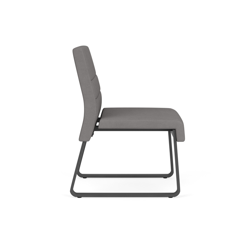 Waterfall Reception Sled Base Guest Chair Armless / Charcoal Steel / Light Gray