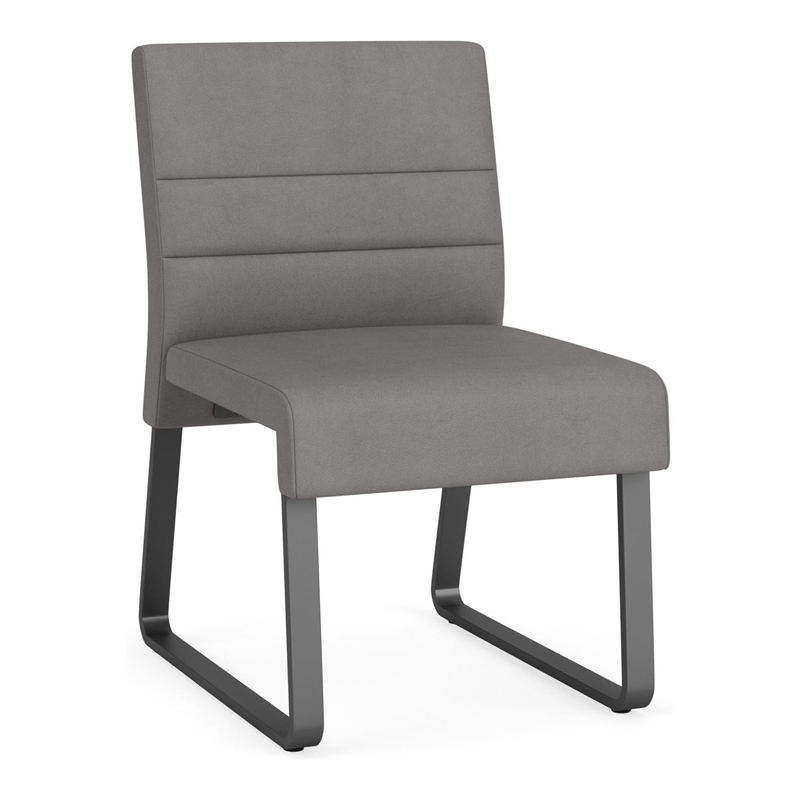 Waterfall Reception Sled Base Guest Chair Armless / Charcoal Steel / Light Gray