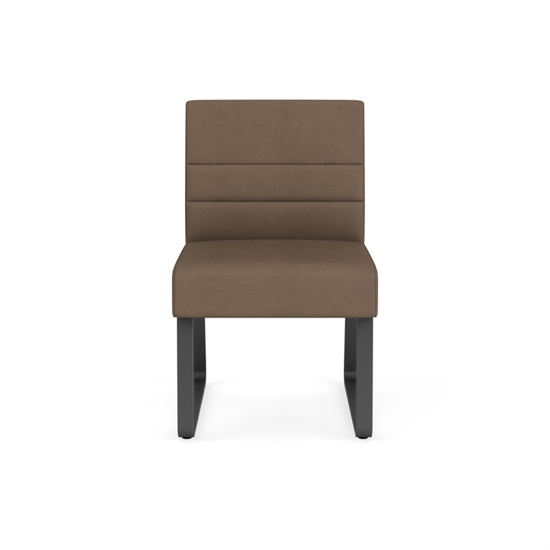 Waterfall Reception Sled Base Guest Chair Armless / Charcoal Steel / Brown