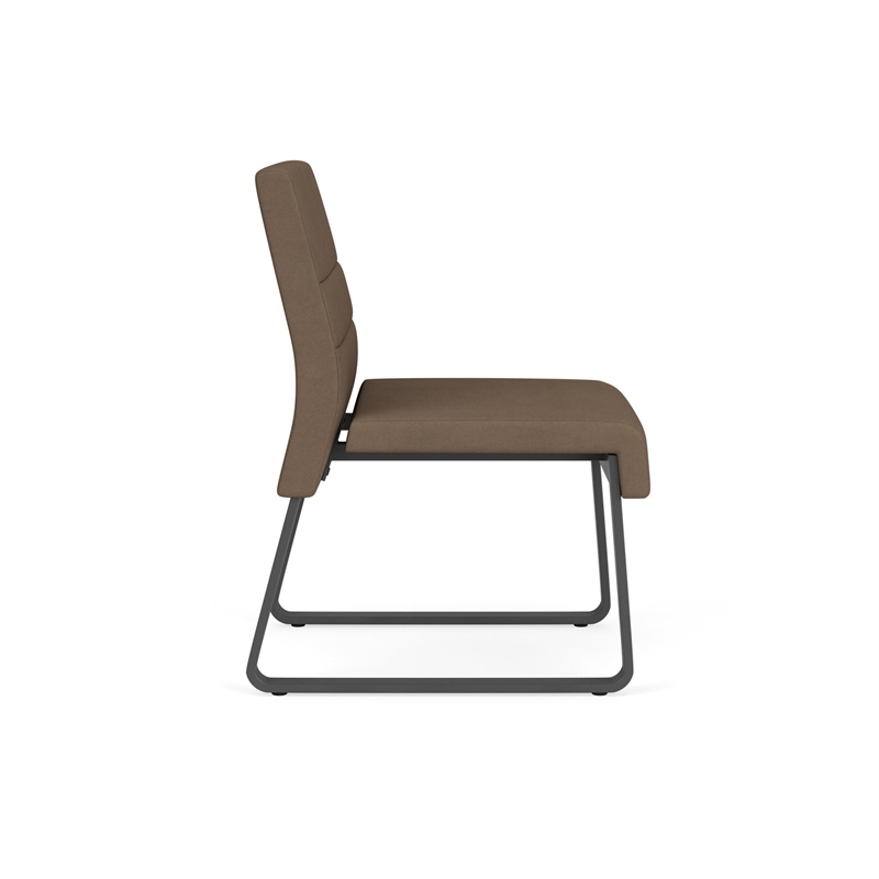 Waterfall Reception Sled Base Guest Chair Armless / Charcoal Steel / Brown