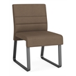 Waterfall Reception Sled Base Guest Chair Armless / Charcoal Steel / Brown