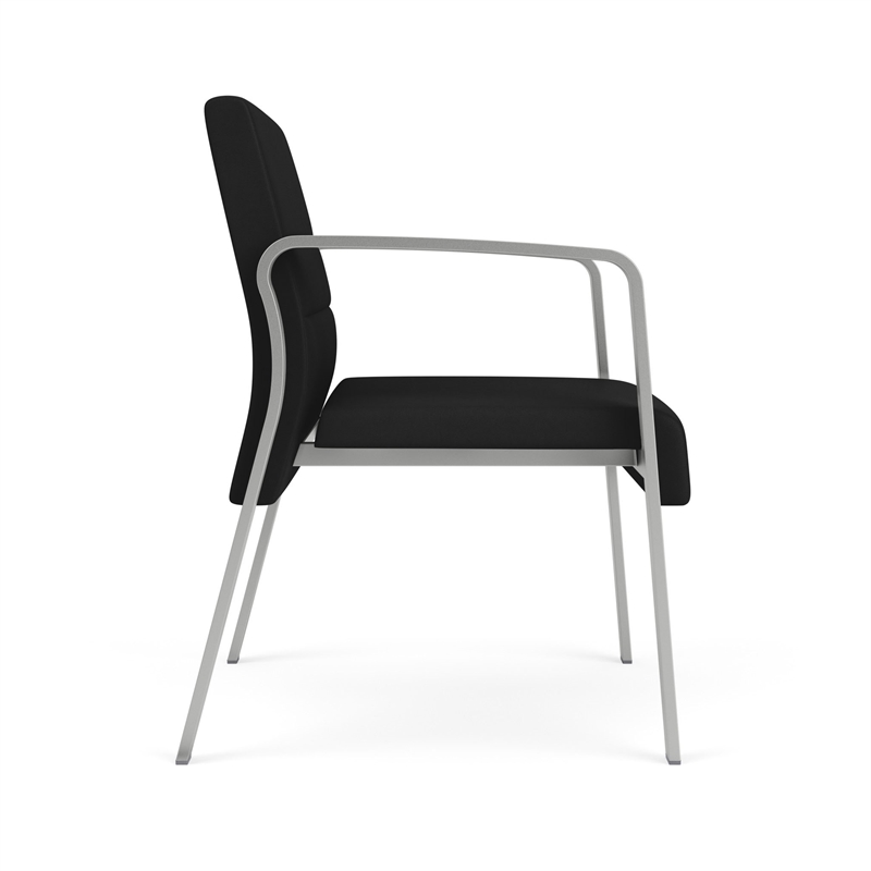 Waterfall Reception Waiting Oversize Guest Chair / Silver Steel / Black