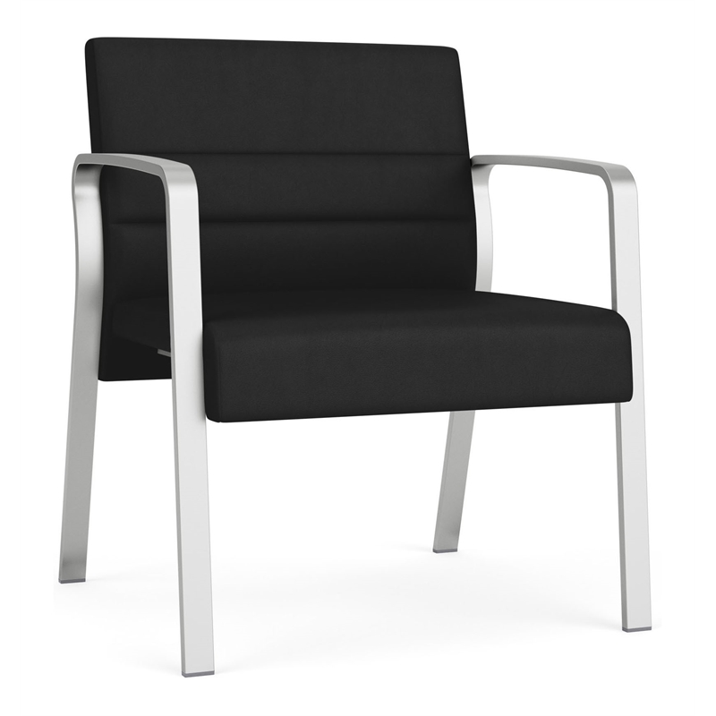 Waterfall Reception Waiting Oversize Guest Chair / Silver Steel / Black