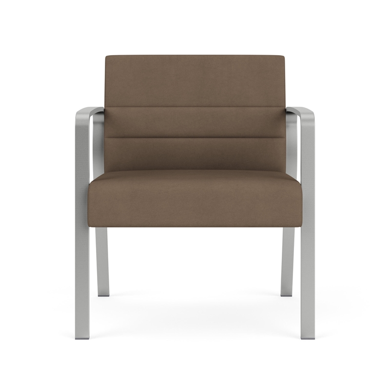 Waterfall Reception Waiting Oversize Guest Chair / Silver Steel / Brown