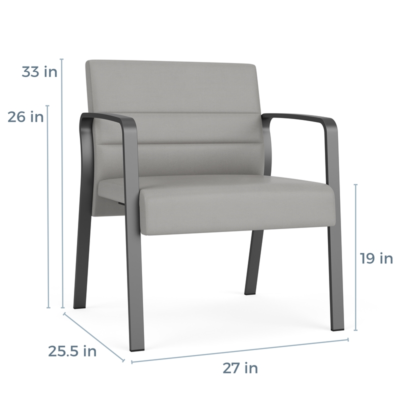 Waterfall Reception Waiting Oversize Guest Chair / Silver Steel / Brown