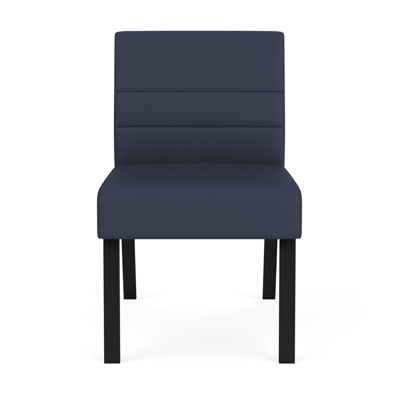 Waterfall Reception Waiting Room Armless Guest Chair / Black Steel / Blue