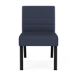 Waterfall Reception Waiting Room Armless Guest Chair / Black Steel / Blue