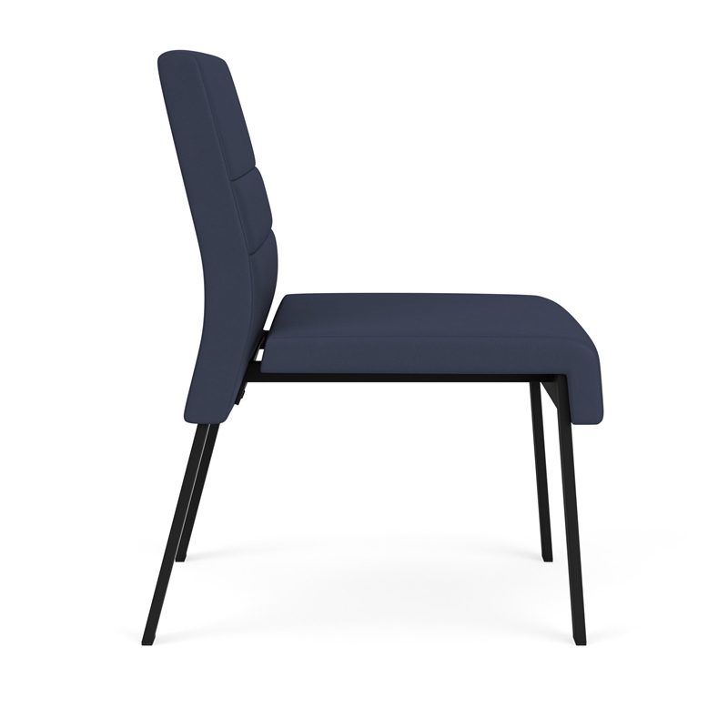 Waterfall Reception Waiting Room Armless Guest Chair / Black Steel / Blue