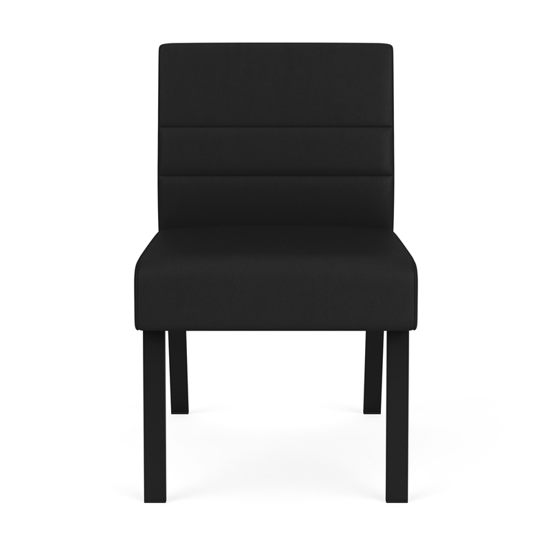Waterfall Reception Waiting Room Armless Guest Chair / Black Steel / Black