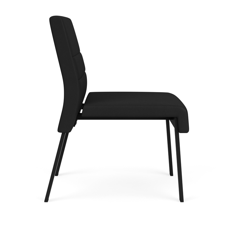 Waterfall Reception Waiting Room Armless Guest Chair / Black Steel / Black