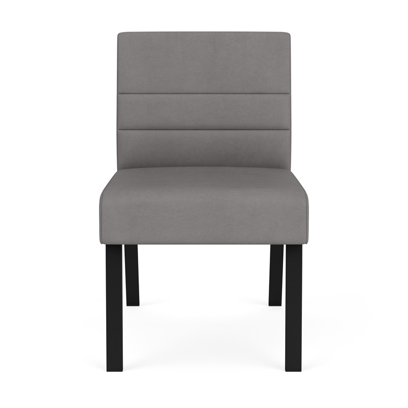 Waterfall Reception Waiting Armless Guest Chair / Black Steel / Light Gray