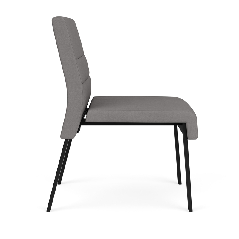 Waterfall Reception Waiting Armless Guest Chair / Black Steel / Light Gray
