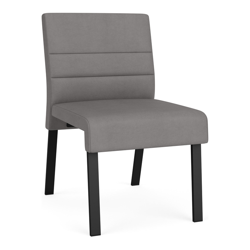 Waterfall Reception Waiting Armless Guest Chair / Black Steel / Light Gray