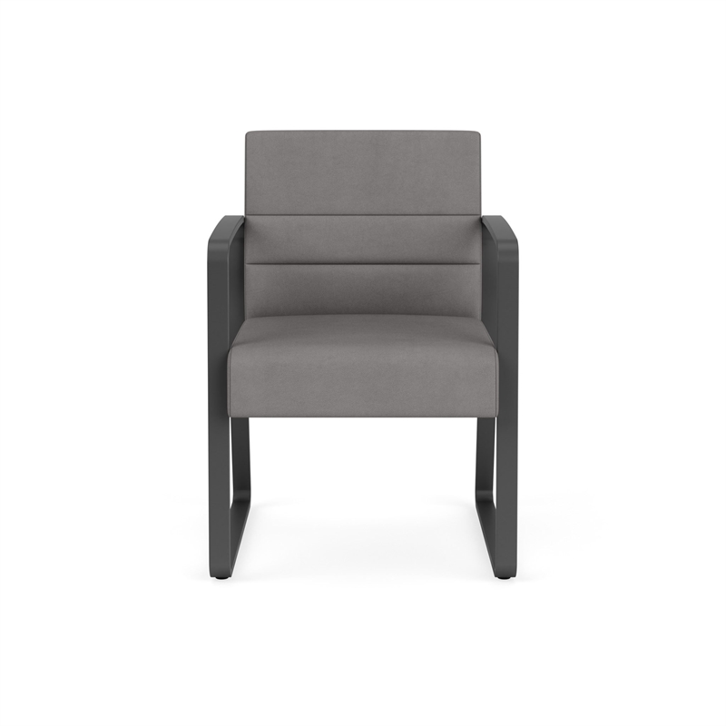 Waterfall Reception Waiting Sled Base Guest Chair / Charcoal Steel / Light Gray