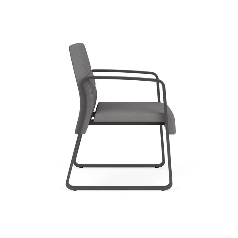 Waterfall Reception Waiting Sled Base Guest Chair / Charcoal Steel / Light Gray