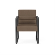 Waterfall Reception Waiting Sled Base Guest Chair / Charcoal Steel / Brown